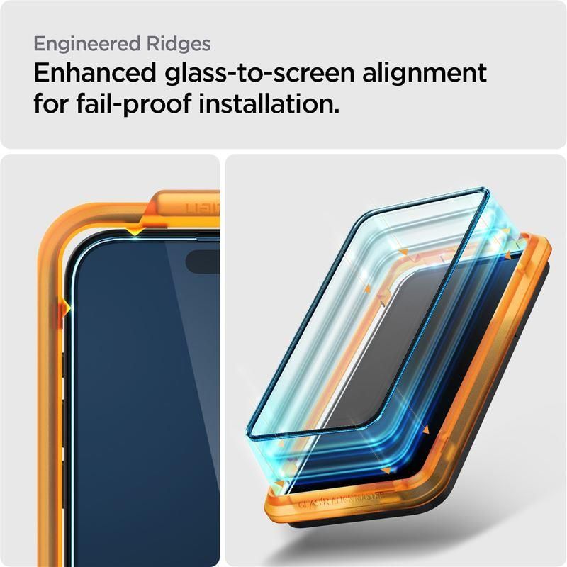 Aizsargstikls Spigen Spigen ALM Glass FC Tempered Glass for iPhone 15 Pro Max - Black 2 pcs.
