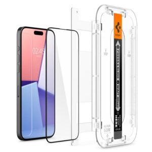 Apsauginiai stiklai Spigen  Spigen Glas.tR EZ Fit FC Tempered Glass for iPhone 15 Pro Max - Black 2 pcs. 