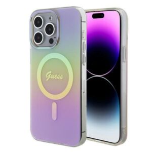 Nugarėlės dėklai Guess  Guess GUHMP15XHITSP iPhone 15 Pro Max 6.7" pink/pink hardcase IML Iridescent MagSafe 