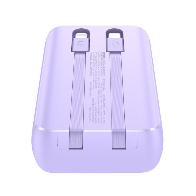 Ārējais akumulators Joyroom Joyroom JR-PBC06 mini power bank with built-in USB-C / Lightning cables 30W 10000mAh - purple