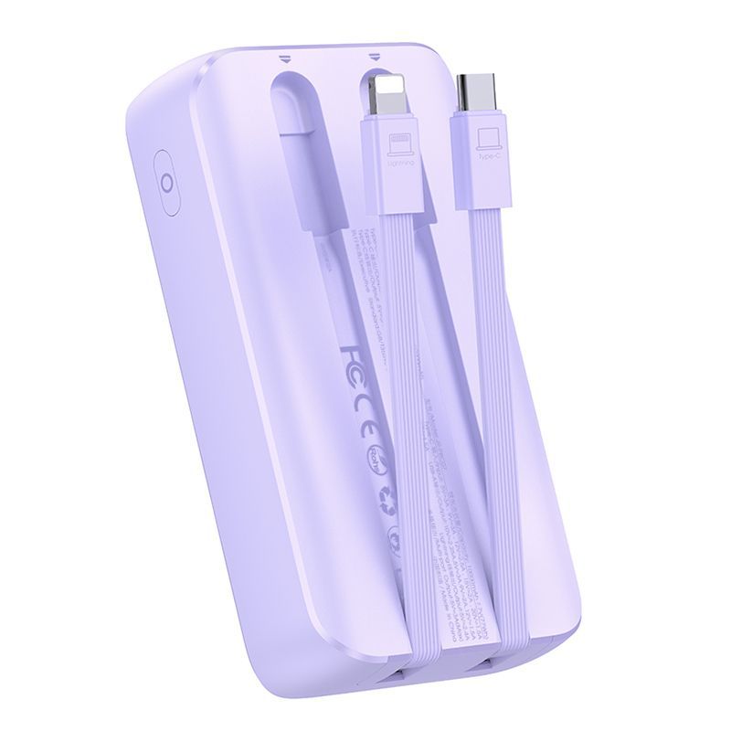 Ārējais akumulators Joyroom Joyroom JR-PBC06 mini power bank with built-in USB-C / Lightning cables 30W 10000mAh - purple