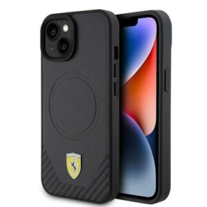 Aizmugurējais vāciņš Ferrari  Ferrari FEHMP15SPTEK iPhone 15 6.1" black/black hardcase Carbon Metal Logo MagSafe
