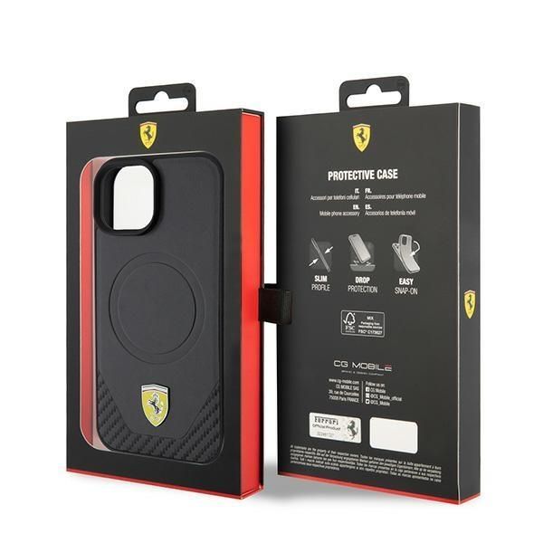 Tagakaaned Ferrari Ferrari FEHMP15SPTEK iPhone 15 6.1" black/black hardcase Carbon Metal Logo MagSafe