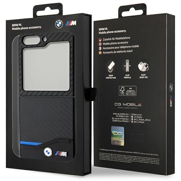 Tagakaaned BMW BMW Leather Carbon case for Samsung Galaxy Z Flip 5 - black