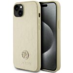 Back panel cover Guess  Guess Leather 4G Metal Logo Strass case for iPhone 15 - gold 