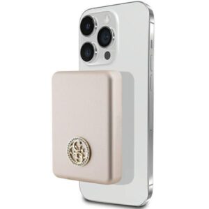 Внешний аккумулятор Guess  Guess MagSafe 4G Strassed Metal Logo induction power bank 15W 5000mAh - gold 