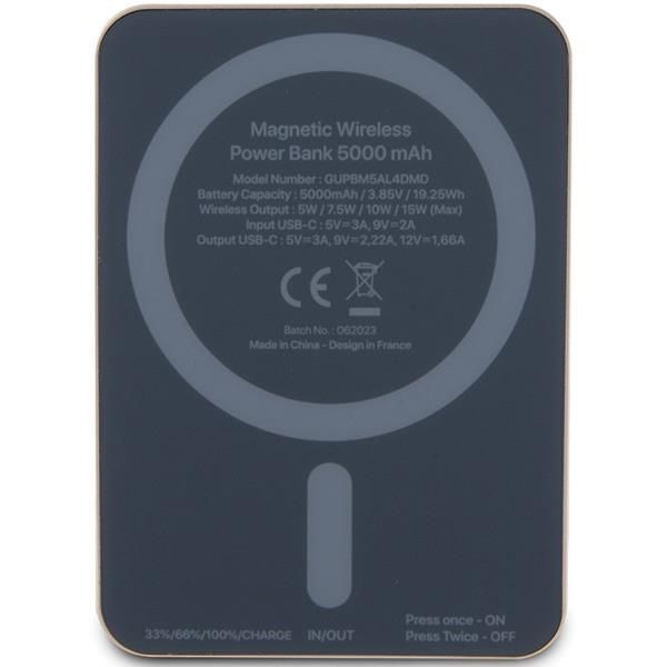Ārējais akumulators Guess Guess MagSafe 4G Strassed Metal Logo induction power bank 15W 5000mAh - gold