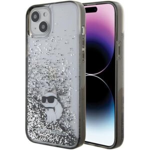 Nugarėlės dėklai Karl Lagerfeld  Karl Lagerfeld Liquid Glitter Choupette case for iPhone 15 Plus - transparent 
