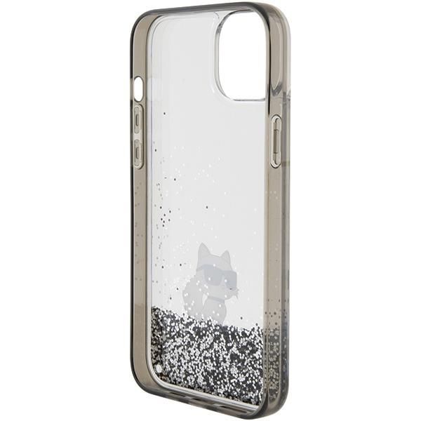 Nugarėlės dėklai Karl Lagerfeld Karl Lagerfeld Liquid Glitter Choupette case for iPhone 15 Plus - transparent