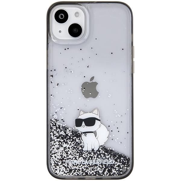 Nugarėlės dėklai Karl Lagerfeld Karl Lagerfeld Liquid Glitter Choupette case for iPhone 15 Plus - transparent