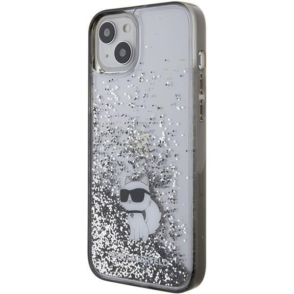 Nugarėlės dėklai Karl Lagerfeld Karl Lagerfeld Liquid Glitter Choupette case for iPhone 15 Plus - transparent