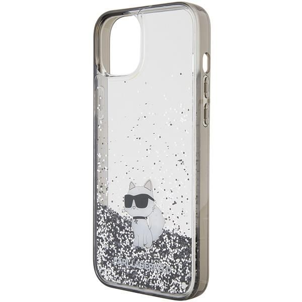 Nugarėlės dėklai Karl Lagerfeld Karl Lagerfeld Liquid Glitter Choupette case for iPhone 15 Plus - transparent