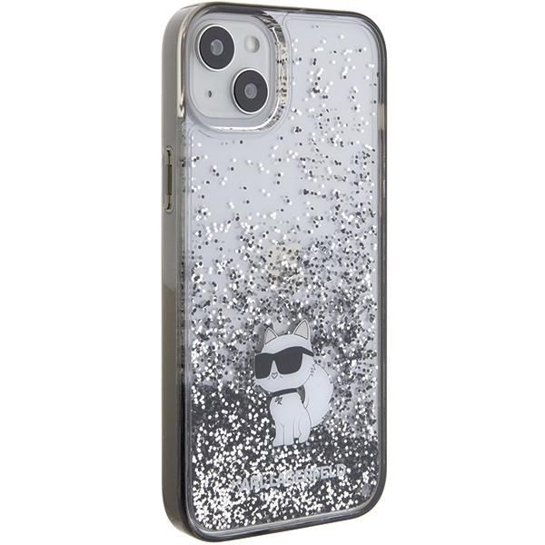 Nugarėlės dėklai Karl Lagerfeld Karl Lagerfeld Liquid Glitter Choupette case for iPhone 15 Plus - transparent