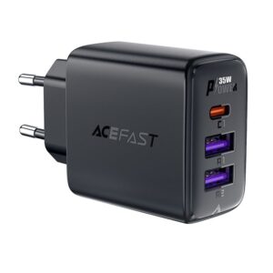 Adapteris Acefast  Acefast A57 PD 35W GaN charger 2 x USB-A + USB-C with 3 ports - black 