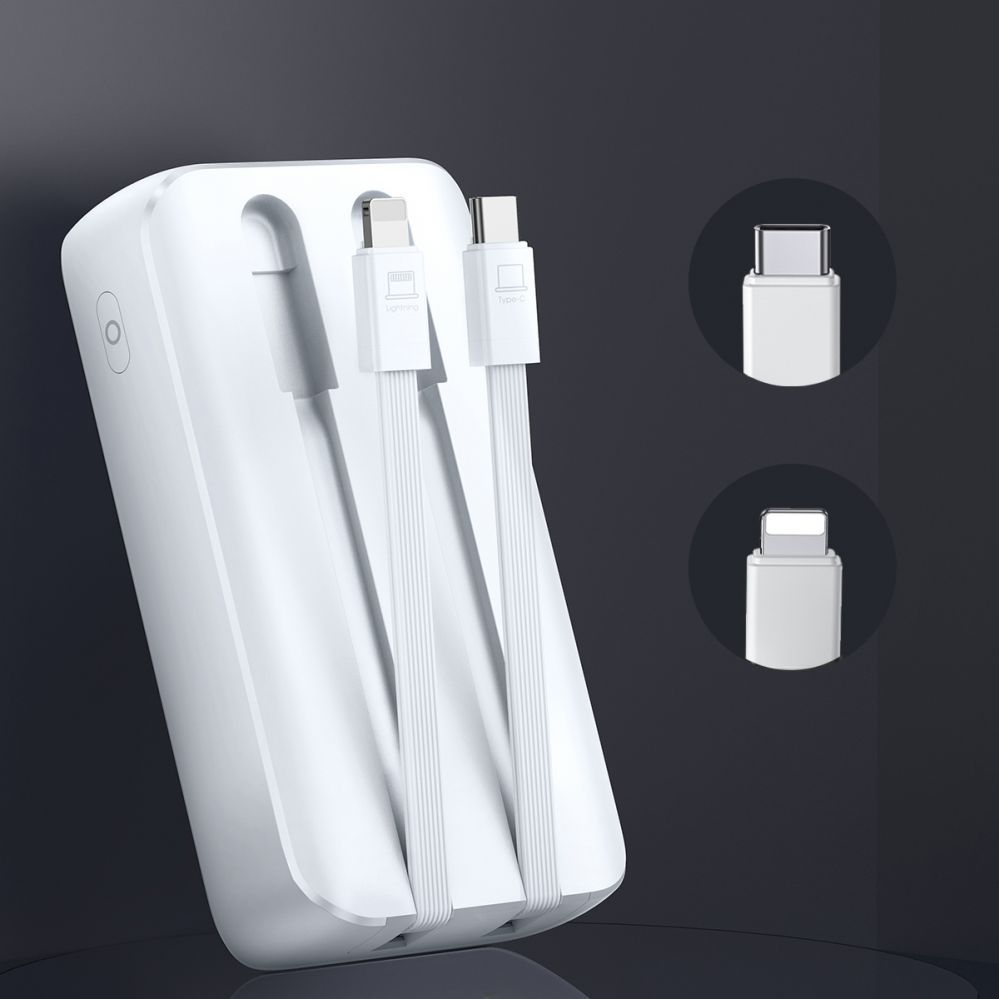 Väline aku Joyroom Mini power bank with built-in cables Joyroom JR-PBC06 30W 10000mAh - white