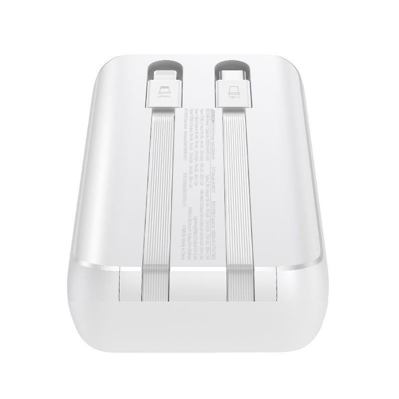 Väline aku Joyroom Mini power bank with built-in cables Joyroom JR-PBC06 30W 10000mAh - white