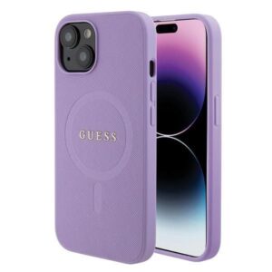 Nugarėlės dėklai Guess  Guess Saffiano MagSafe case for iPhone 15 Plus - purple