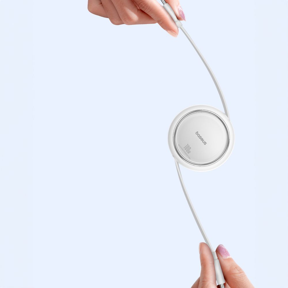 Kabelis Baseus Baseus Free2Draw Mini USB-C - USB-C 100W 1m retractable cable - white
