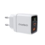 Adaptrid Choetech  Choetech PD6052 USB-C USB-A PD 35W GaN wall charger with display - white 