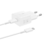 Adapteriai Samsung  Samsung EP-T2510XWEGEU 25W SFC GaN wall charger with USB-C cable - white