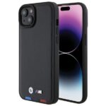 Aizmugurējais vāciņš BMW  BMW BMHCP15M22PTDK iPhone 15 Plus 6.7" black/black Leather Stamp Tricolor 