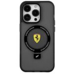 Back panel cover Ferrari  Ferrari FEHMP15SUSCAK iPhone 15 6.1" black/black hardcase Ring Stand 2023 Collection MagSafe 