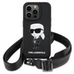 Aizmugurējais vāciņš Karl Lagerfeld  Karl Lagerfeld KLHCP15SSCBSKNK iPhone 15 6.1" hardcase black/black Crossbody Silicone Ikonik 