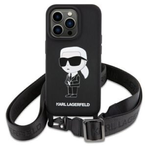 Nugarėlės dėklai Karl Lagerfeld  Karl Lagerfeld KLHCP15SSCBSKNK iPhone 15 6.1" hardcase black/black Crossbody Silicone Ikonik 