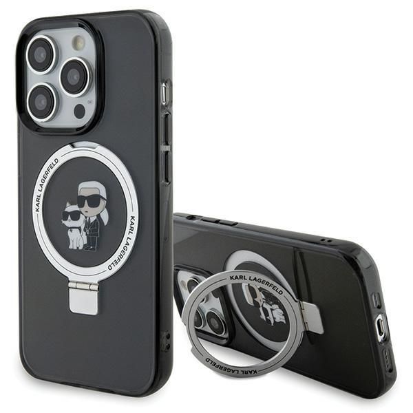 Aizmugurējais vāciņš Karl Lagerfeld Karl Lagerfeld KLHMP15LHMRSKCK iPhone 15 Pro 6.1" black/black hardcase Ring Stand Karl&Choupette MagSafe