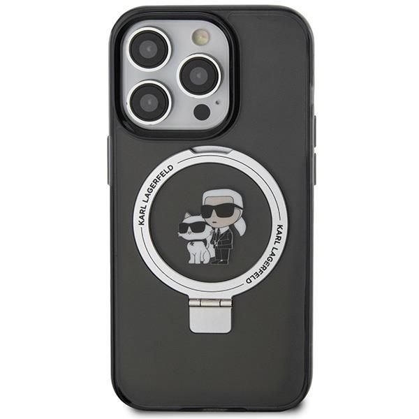 Aizmugurējais vāciņš Karl Lagerfeld Karl Lagerfeld KLHMP15LHMRSKCK iPhone 15 Pro 6.1" black/black hardcase Ring Stand Karl&Choupette MagSafe