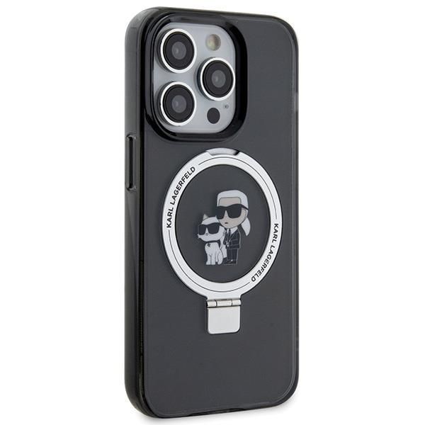 Aizmugurējais vāciņš Karl Lagerfeld Karl Lagerfeld KLHMP15LHMRSKCK iPhone 15 Pro 6.1" black/black hardcase Ring Stand Karl&Choupette MagSafe