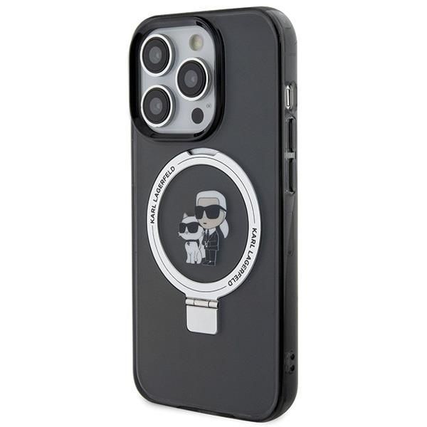 Aizmugurējais vāciņš Karl Lagerfeld Karl Lagerfeld KLHMP15LHMRSKCK iPhone 15 Pro 6.1" black/black hardcase Ring Stand Karl&Choupette MagSafe