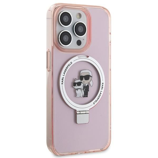 Aizmugurējais vāciņš Karl Lagerfeld Karl Lagerfeld KLHMP15LHMRSKCP iPhone 15 Pro 6.1" pink/pink hardcase Ring Stand Karl&Choupette MagSafe