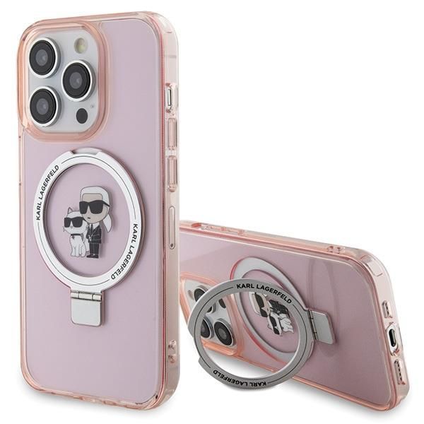 Aizmugurējais vāciņš Karl Lagerfeld Karl Lagerfeld KLHMP15LHMRSKCP iPhone 15 Pro 6.1" pink/pink hardcase Ring Stand Karl&Choupette MagSafe