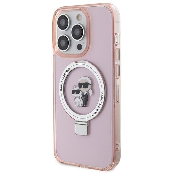 Aizmugurējais vāciņš Karl Lagerfeld Karl Lagerfeld KLHMP15LHMRSKCP iPhone 15 Pro 6.1" pink/pink hardcase Ring Stand Karl&Choupette MagSafe