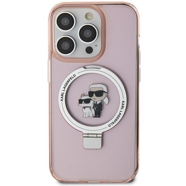 Aizmugurējais vāciņš Karl Lagerfeld Karl Lagerfeld KLHMP15LHMRSKCP iPhone 15 Pro 6.1" pink/pink hardcase Ring Stand Karl&Choupette MagSafe