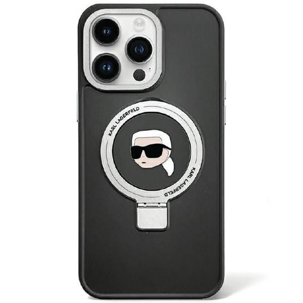 Nugarėlės dėklai Karl Lagerfeld Karl Lagerfeld KLHMP15LHMRSKHK iPhone 15 Pro 6.1" black/black hardcase Ring Stand Karl Head MagSafe