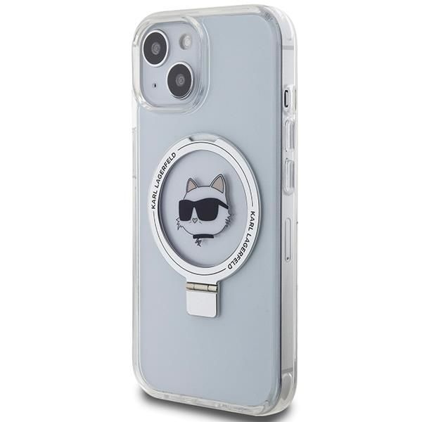 Aizmugurējais vāciņš Karl Lagerfeld Karl Lagerfeld KLHMP15SHMRSCHH iPhone 15 6.1" white/white hardcase Ring Stand Choupette Head MagSafe