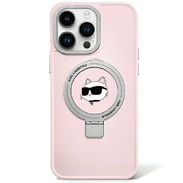 Aizmugurējais vāciņš Karl Lagerfeld Karl Lagerfeld KLHMP15SHMRSCHP iPhone 15 6.1" pink/pink hardcase Ring Stand Choupette Head MagSafe