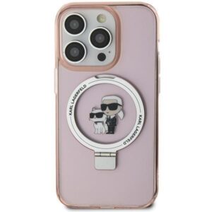 Nugarėlės dėklai Karl Lagerfeld  Karl Lagerfeld KLHMP15SHMRSKCP iPhone 15 6.1" pink/pink hardcase Ring Stand Karl&Choupette MagSafe 