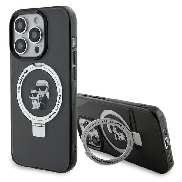 Aizmugurējais vāciņš Karl Lagerfeld Karl Lagerfeld KLHMP15XHMRSKCK iPhone 15 Pro Max 6.7" black/black hardcase Ring Stand Karl&Choupette MagSafe