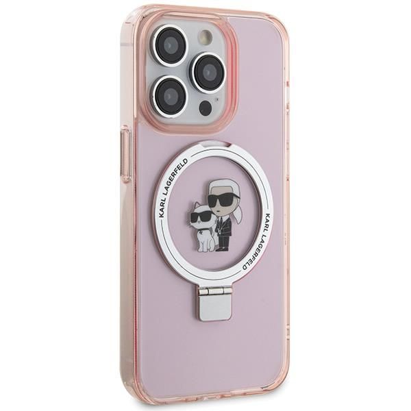 Nugarėlės dėklai Karl Lagerfeld Karl Lagerfeld KLHMP15XHMRSKCP iPhone 15 Pro Max 6.7" pink/pink hardcase Ring Stand Karl&Choupette MagSafe