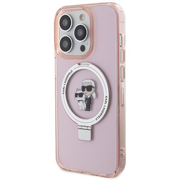 Nugarėlės dėklai Karl Lagerfeld Karl Lagerfeld KLHMP15XHMRSKCP iPhone 15 Pro Max 6.7" pink/pink hardcase Ring Stand Karl&Choupette MagSafe