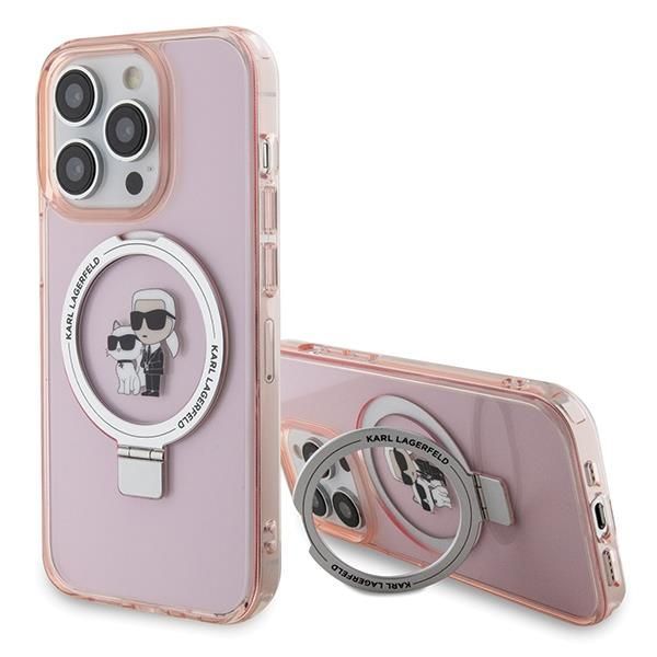 Nugarėlės dėklai Karl Lagerfeld Karl Lagerfeld KLHMP15XHMRSKCP iPhone 15 Pro Max 6.7" pink/pink hardcase Ring Stand Karl&Choupette MagSafe