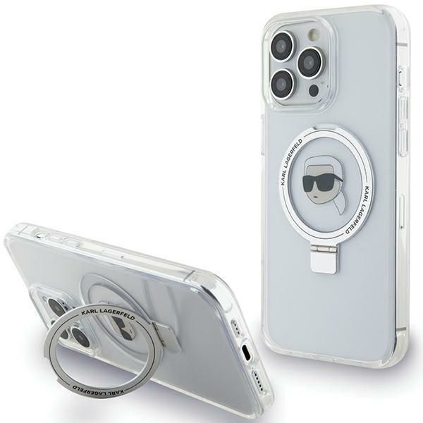 Aizmugurējais vāciņš Karl Lagerfeld Karl Lagerfeld KLHMP15XHMRSKHH iPhone 15 Pro Max 6.7" white/white hardcase Ring Stand Karl Head MagSafe