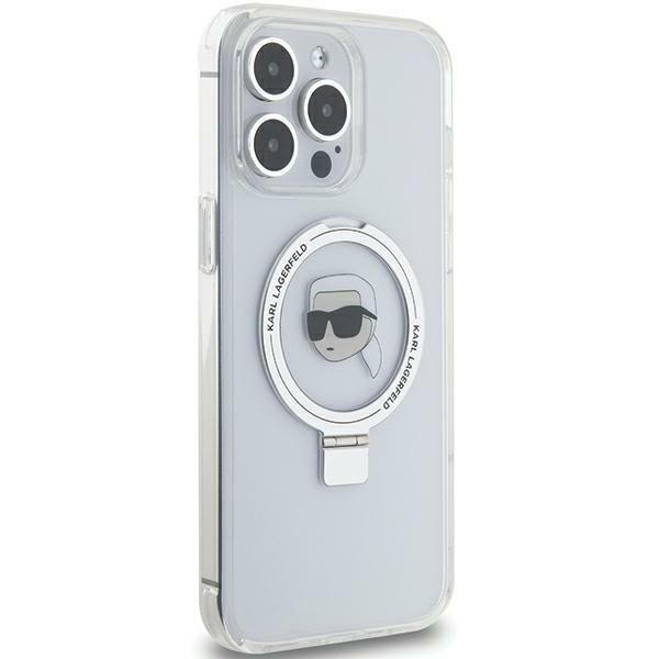 Aizmugurējais vāciņš Karl Lagerfeld Karl Lagerfeld KLHMP15XHMRSKHH iPhone 15 Pro Max 6.7" white/white hardcase Ring Stand Karl Head MagSafe