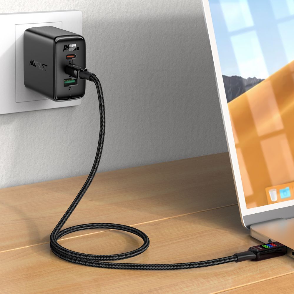 Cable Acefast Acefast C7-03 USB-C USB-C 100W 1.2m cable with display - black