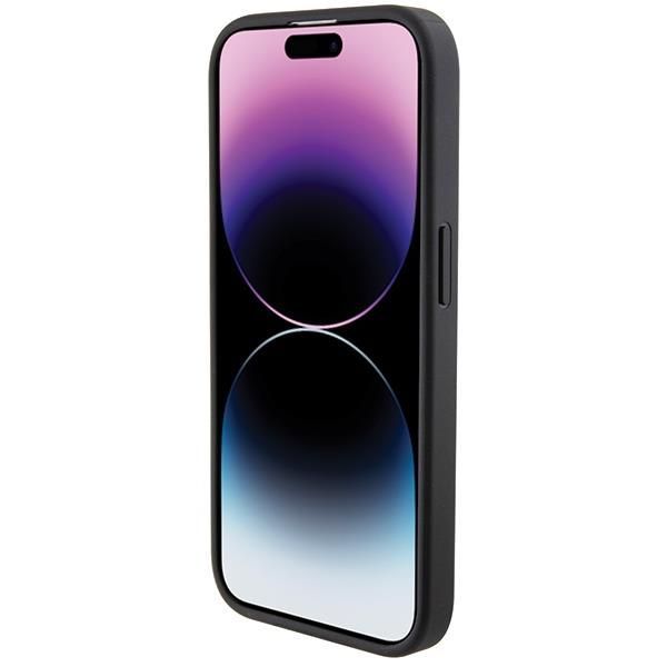 Back panel cover BMW BMW Leather Textured & Stripe case for iPhone 15 Pro - black