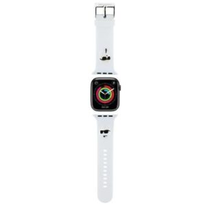 Aizmugurējais vāciņš Karl Lagerfeld  Karl Lagerfeld 3D Rubber Karl&Choupette Heads strap for Apple Watch 42/44/45/49mm - white 