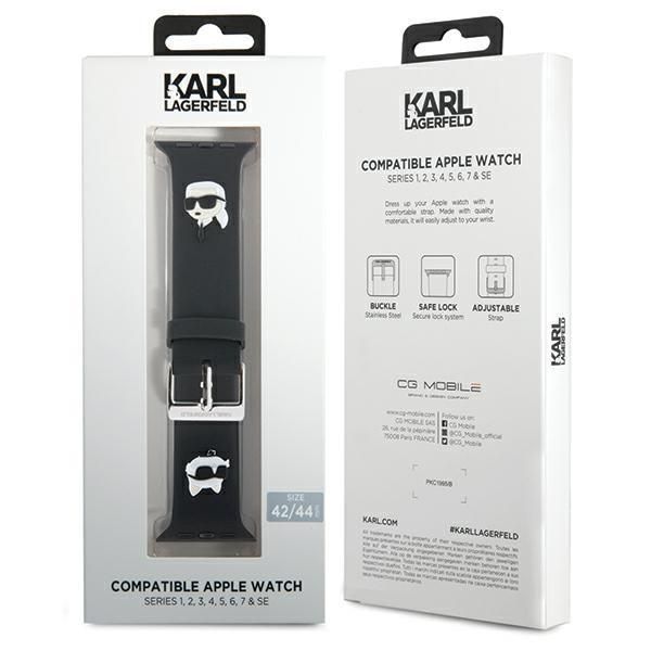 Case universal pocket Karl Lagerfeld Karl Lagerfeld 3D Rubber Karl&Choupette Heads strap for Apple Watch 42/44/45/49mm - black